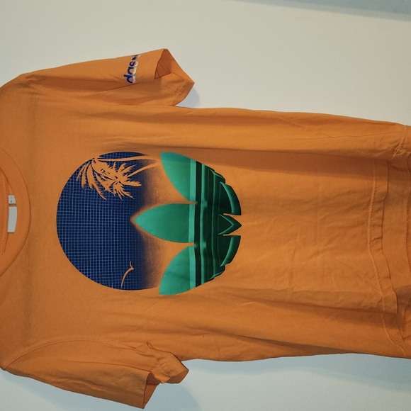 Adidas Graphic T-shirt 90's Orange Palm Tree - Picture 1 of 5
